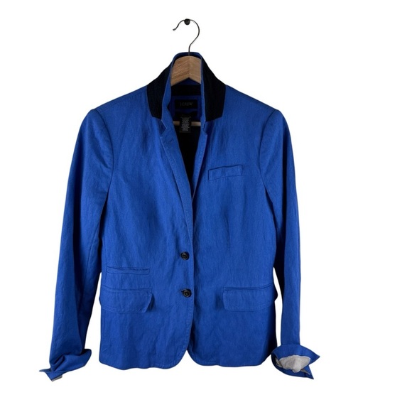 J Crew Schoolboy Blazer Cobalt Blue Classic 2 Button Jacket Size 6 - Picture 1 of 8